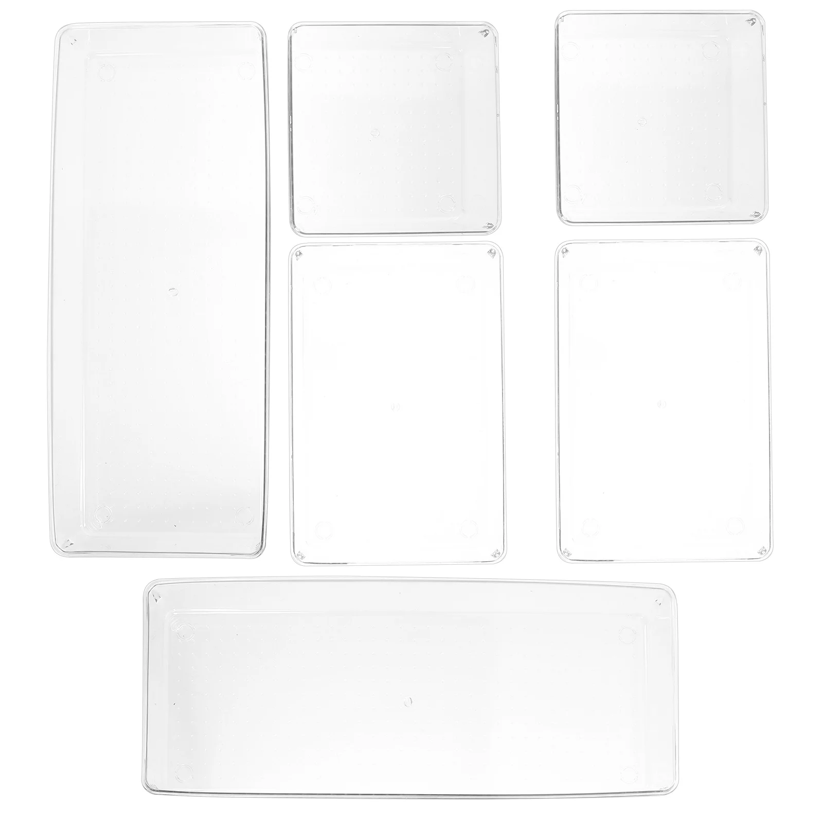 

6Pcs Clear Organizer Drawers Plastic Storage Boxes Makeup Vanity Organizer Tray Drawer Divider for Bathroom Desk Kitchen
