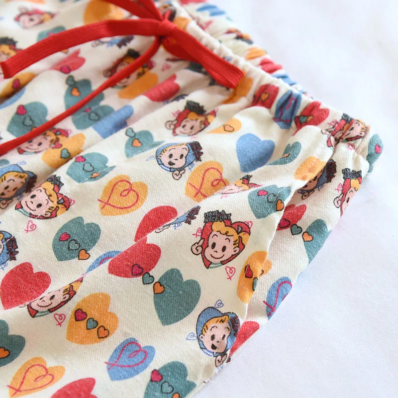 Loose Straight Women's Brushed Cotton Pajama Pants Suitable For Sleeping And Can Be Worn Outside