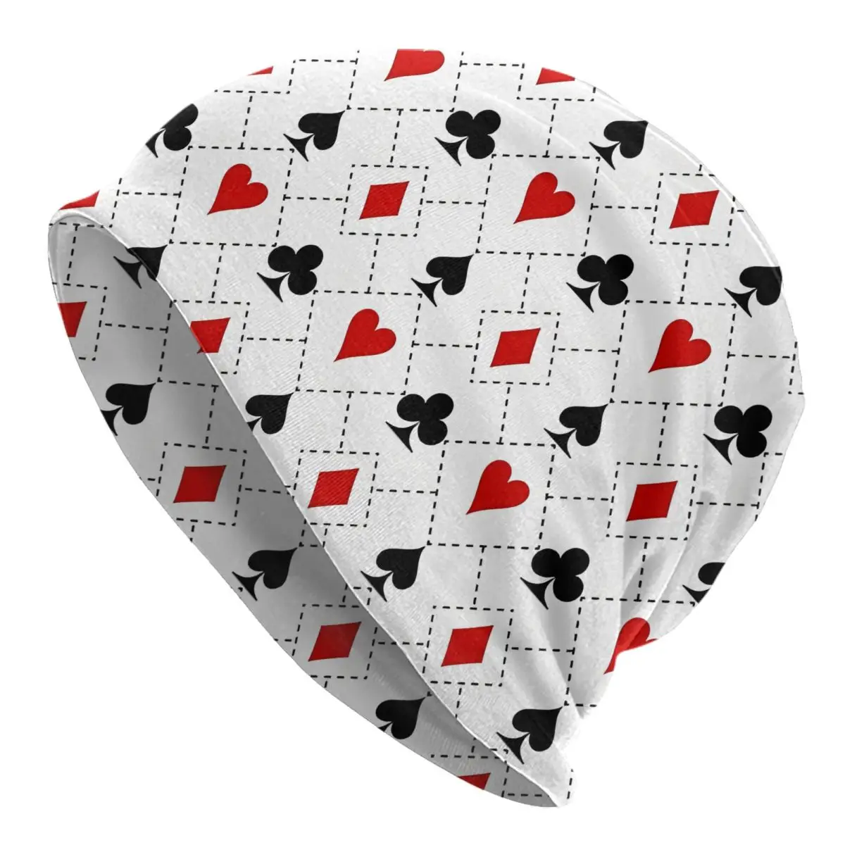 Playing Cards Suit Symbols Pattern Autumn Female Thin Beanies Double Used Outdoor Bonnet Hats