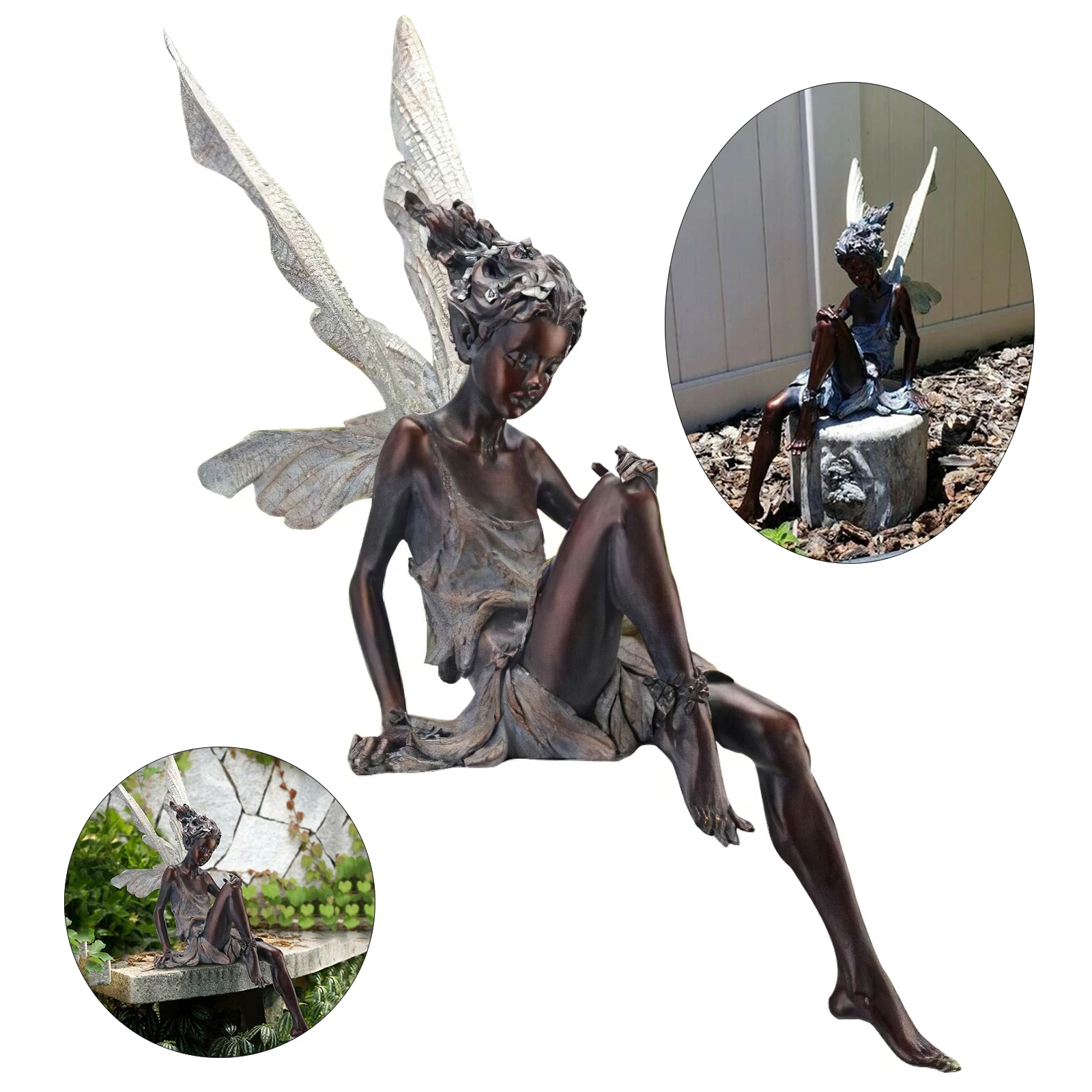 Fairy Statue Pond Decorative Figurine Shelf Weatherproof Sculpture Craft