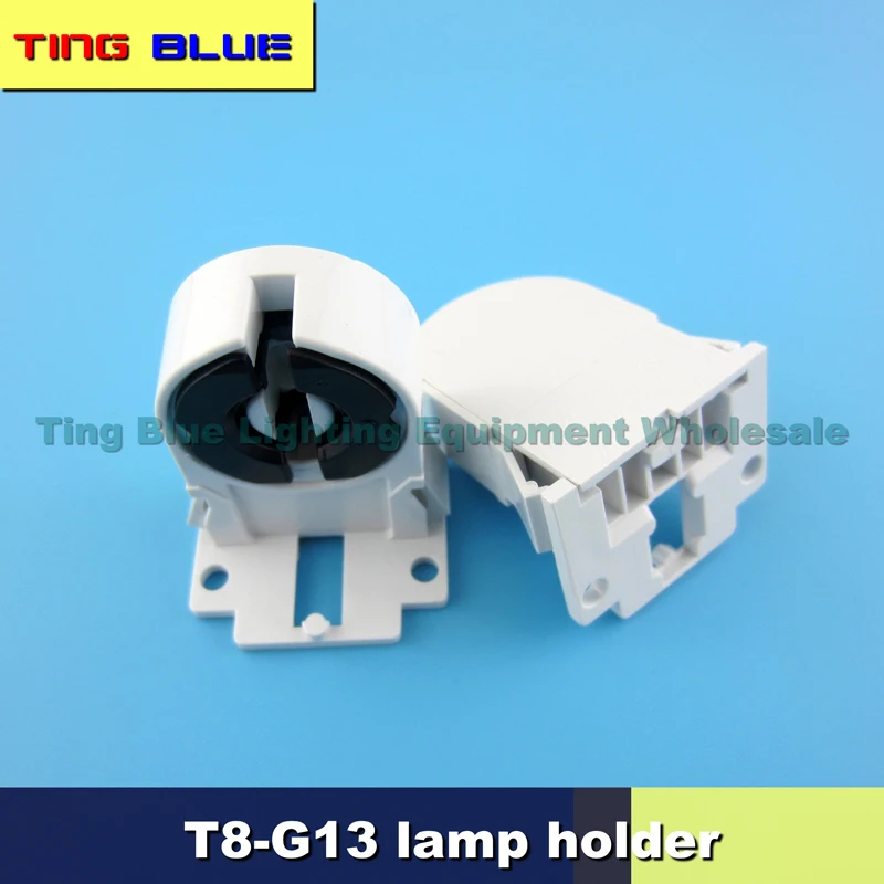 (2pcs) T8 lamp holder fluorescent tube G13 booth test Lighting stand flame retardant two-hole fixed 21007 12-250V