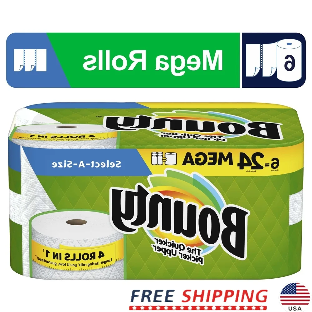 

Выберите бумажные полотенца размера А, 6 мега рулонов, тканевые перфорированные листы, 1080 листов, размер половины листа, универсальная впитывающая кухня