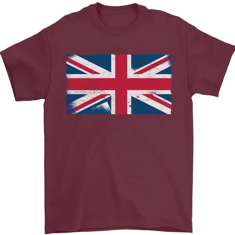 T-shirt Affliggere Union Jack Bandiera Gran Bretagna Uomo 100% cotone