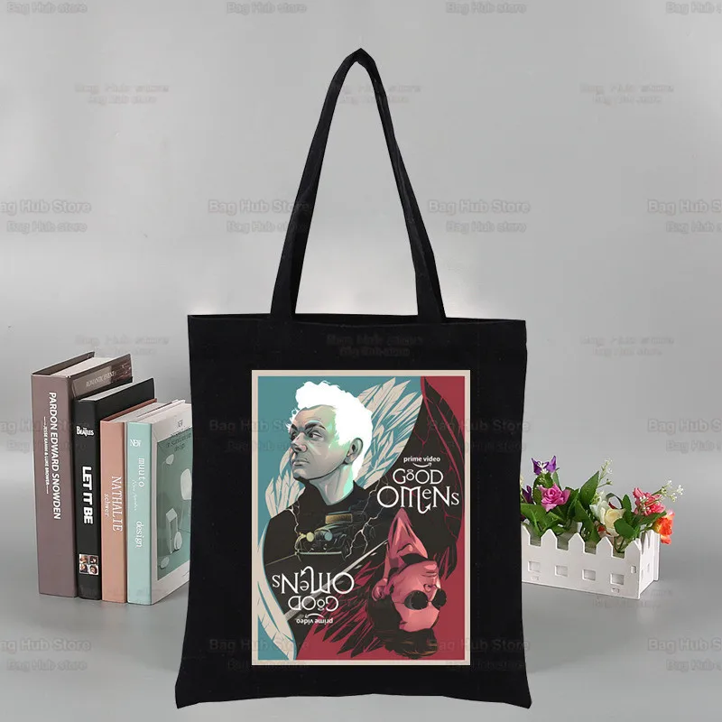 

Good Omens Grow Better Canvas Bag Women's Shoulder Bag Fashion Cotton Shopping Shopper Ladies Hand Bags Tote Bags