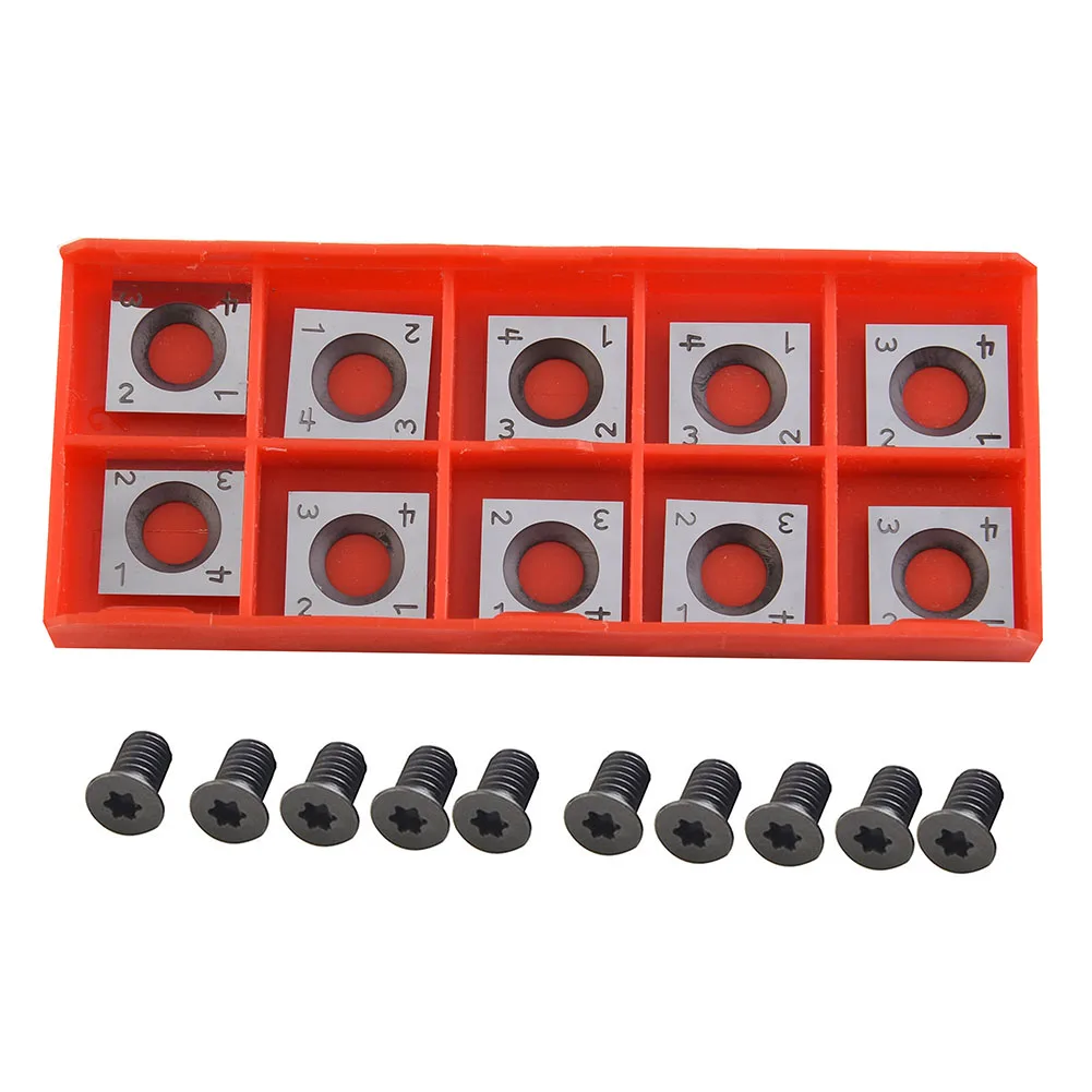 Carbide Inserts for Woodworking 10PCS 14mm Square Cutters with 4 Edges for Spiral Planer and DIY Wood Projects