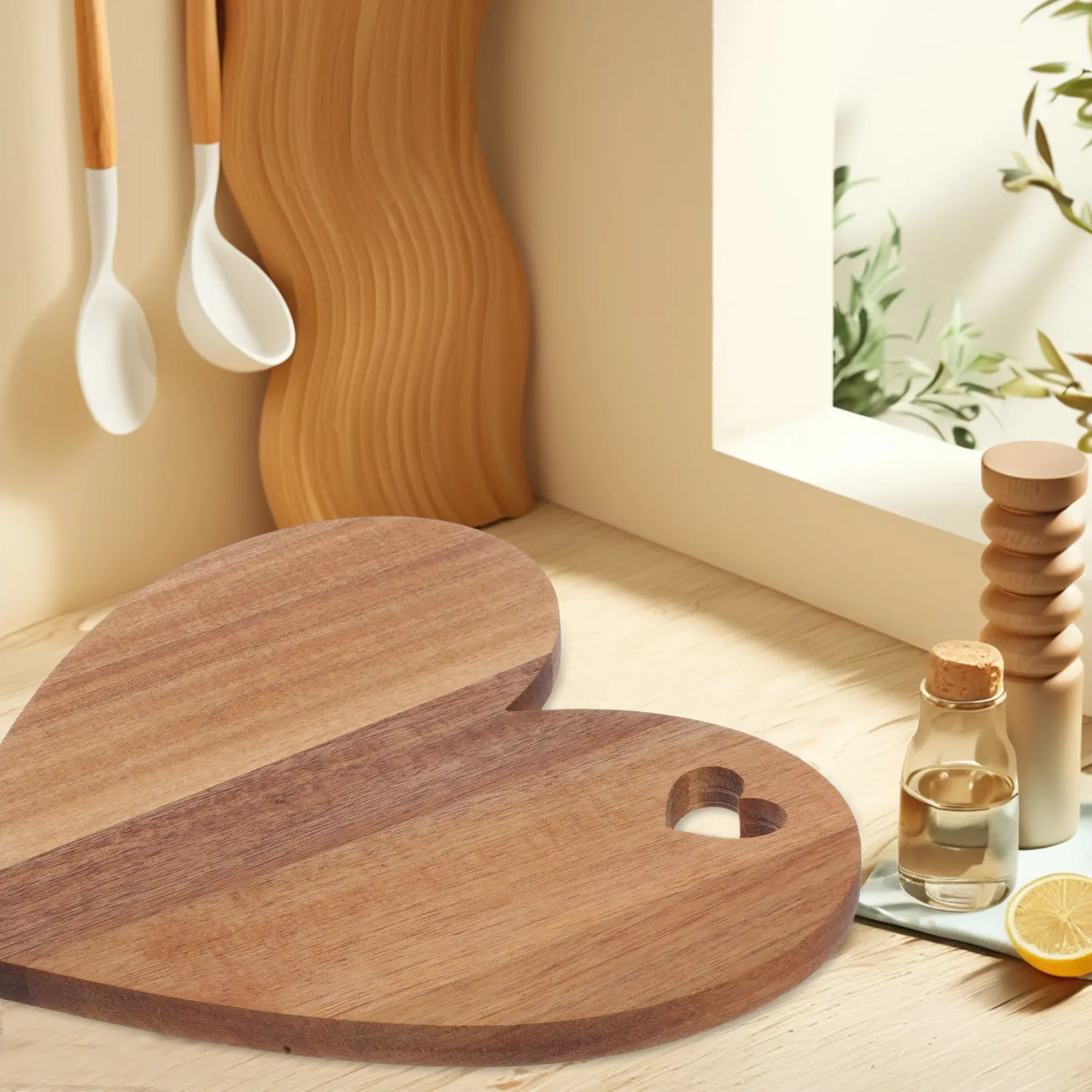Heart Shaped Wooden Cutting Board for Kitchen Chopping Vegetable Meat Cheese Bread Serving Charcuterie Platter Valentine Day Mom