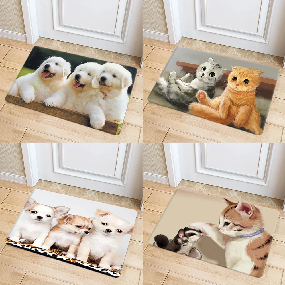 Home decoration entrance door mat cat and dog pattern floor mat bedroom living room corridor carpet bathroom absorbent foot mat