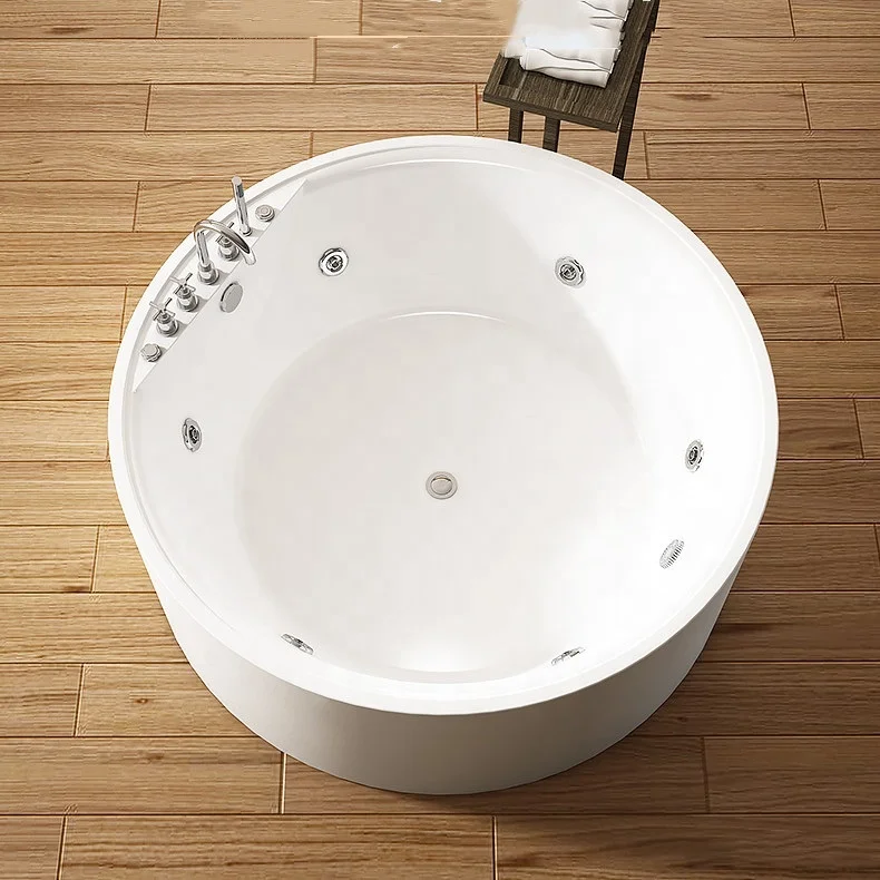 Round Acrylic Bathtub Whirlpool Bathtub Premium Bathtub Hotel Bathroom Custom Round Freestanding