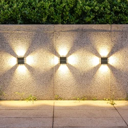 12 LEDs Solar Lights Outdoor,Wall Lamp Four-leaf Clover Type Light Control Fence Light for Garden Street Balcony Home Decor