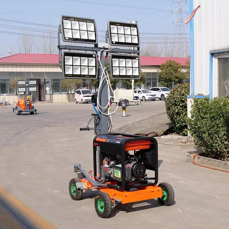 Portable Light Tower Mini 5m Telescopic LED Flood Light Lockable Wheels For Small Workshop Villa Renovation Temporary Lighting