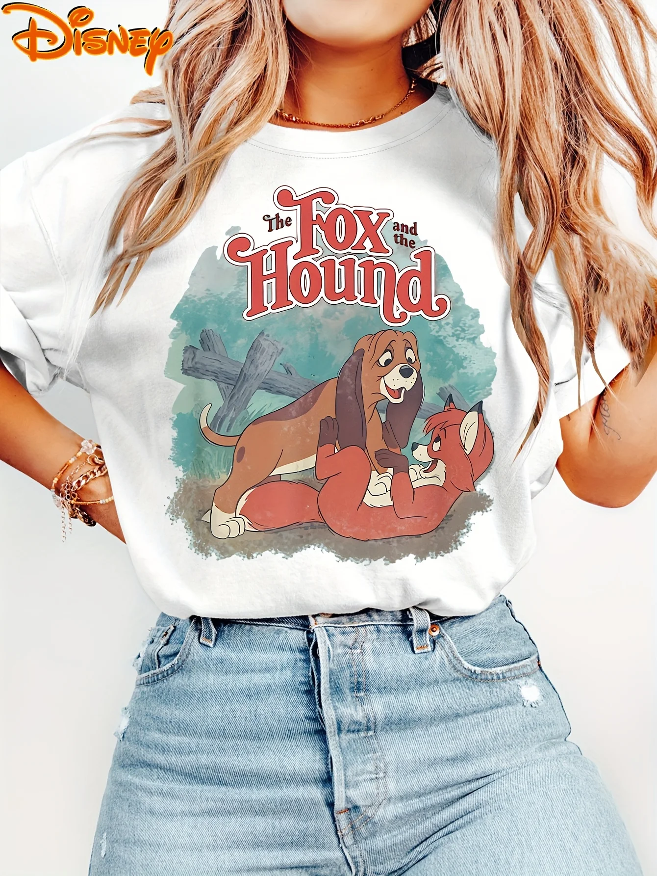 

2025 Disney Pattern Printed Women's Casual Comfortable Unique Smiling Face Black Round Neck Short Sleeve T-shirt