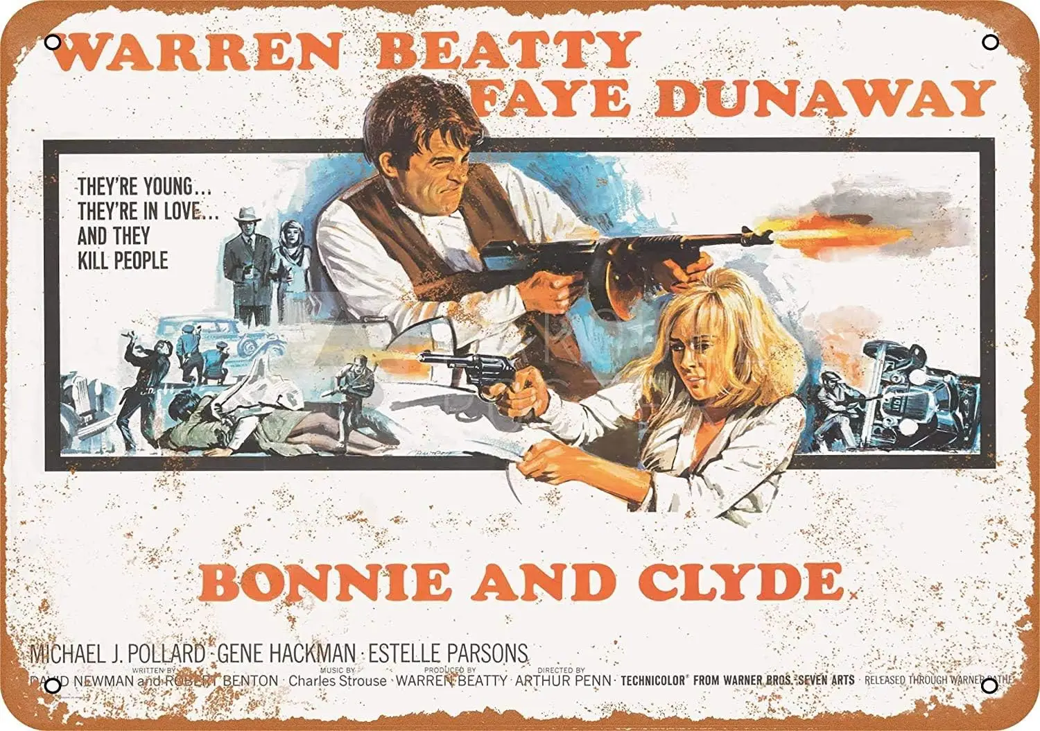 Metallblechschilder 1967, Bonnie und Clyde, Film, Retro-Metallblechschild – Kunstposter, Plakette, Wandkunst, Dekor, Blechschild –