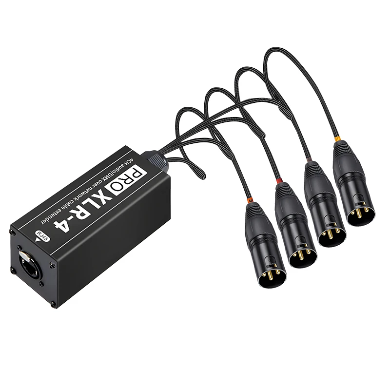 0.7M XLR Male/Female 4 Channel 3Pin XLR to Ethercon RJ45 Cat5 Ethernet Extender for Stage Sound Lighting and Recording Studio