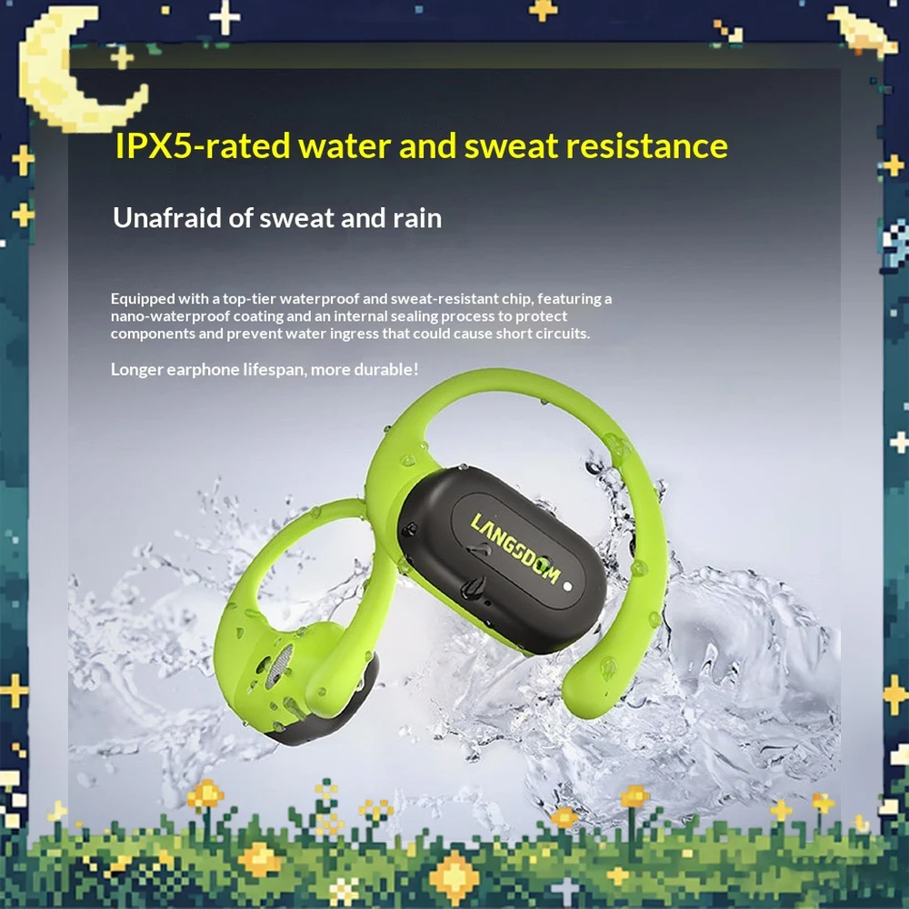 LANGSDOM TS17 Open Ear Bluetooth Headphones Wireless Air Conduction Ear Hook Sports Earbuds for Running Workout For Gifts