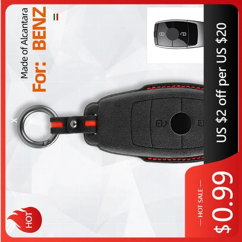 

Hub Caps Alcantara Car Key Case Cover For Mercedes Benz A C E S G CLS GLC SL Class W176 W177 W205 W206 W212 W213 W222 W223 W167