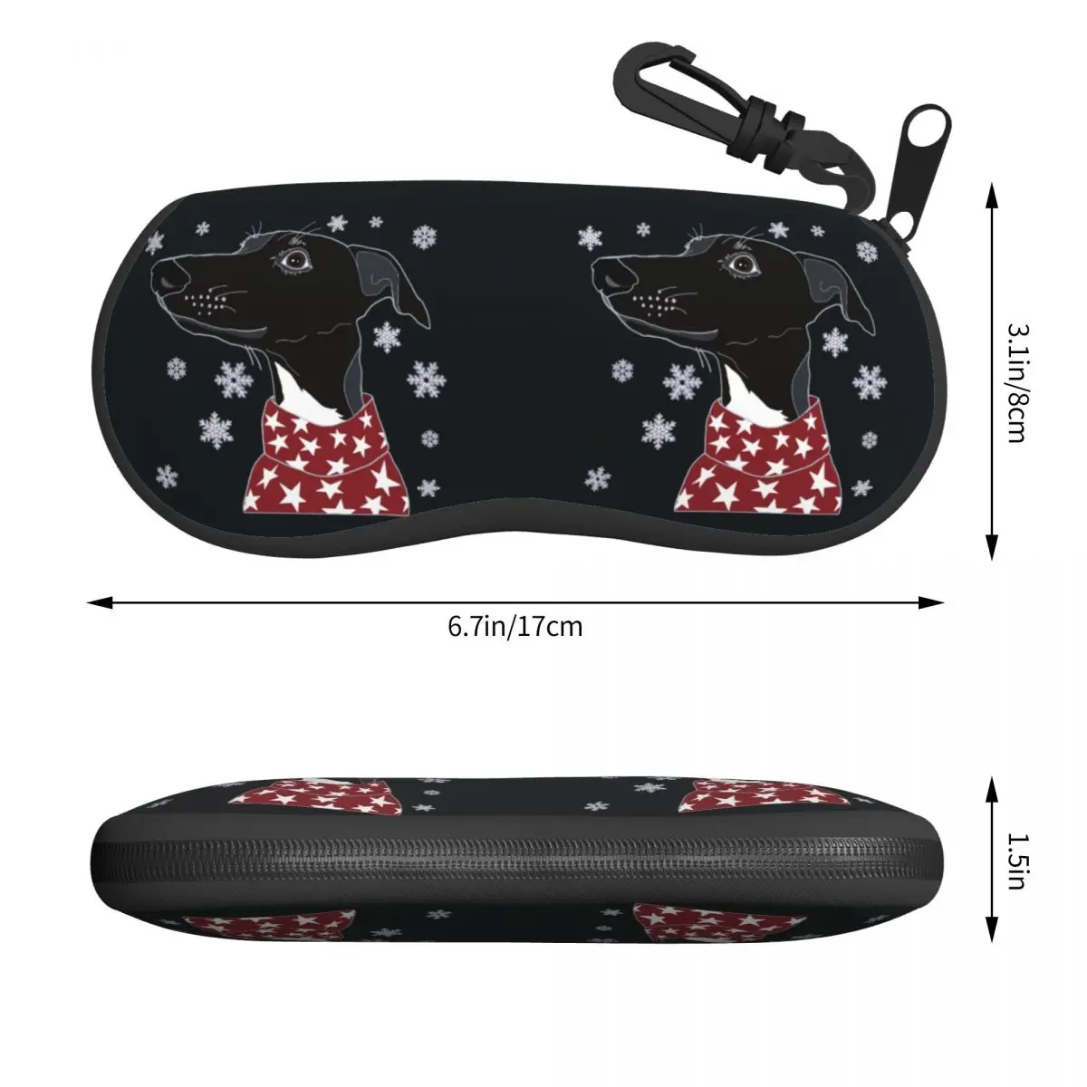 Custom Cute Winter Whippet Glasses Case Fashion Lurcher Greyhound Dog Shell Eyeglasses Case Sunglasses Box