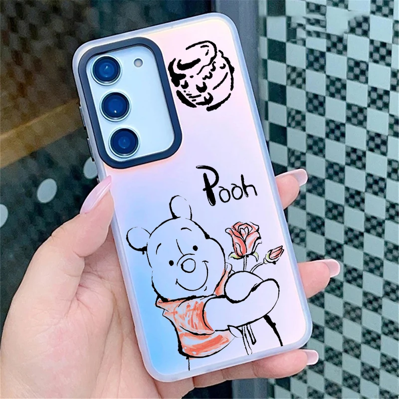 Disney Pooh Bear Anime Cute For Samsung Galaxy S24 S23 S22 S21 S20 FE Ultra Plus S10 Lite 5G Luxury laser phone case