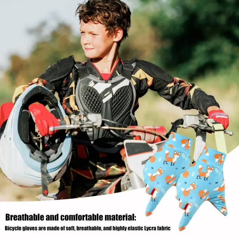 Guantes de bicicleta de seda de hielo para niños, protección solar para niños pequeños, guantes de dedo completo para montar en rodillo, pesca,