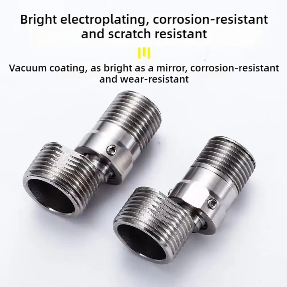 1pc Stainless Steel Angled Curved Foot Angle Adjustment 360° Rotatable Eccentric Screw Corner Wall Mounted Shower Faucet Adapter