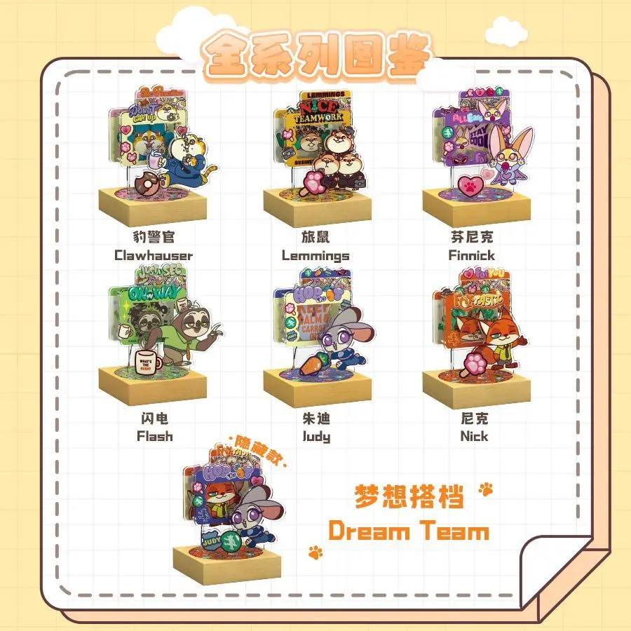 

Disney Zootopia Anime Cartoon Cute Blind Box Acrylic Creative Personalized Figurine Night Light Trendy Desktop Decoration Gift