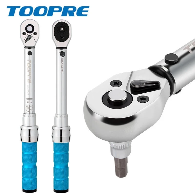 TOOPRE Bicycle Torque Wrench Preset Adjustable Torque 1/4 Xiaofei 2-24NM Ratchet Wrench Set Bicycle Repair Tool