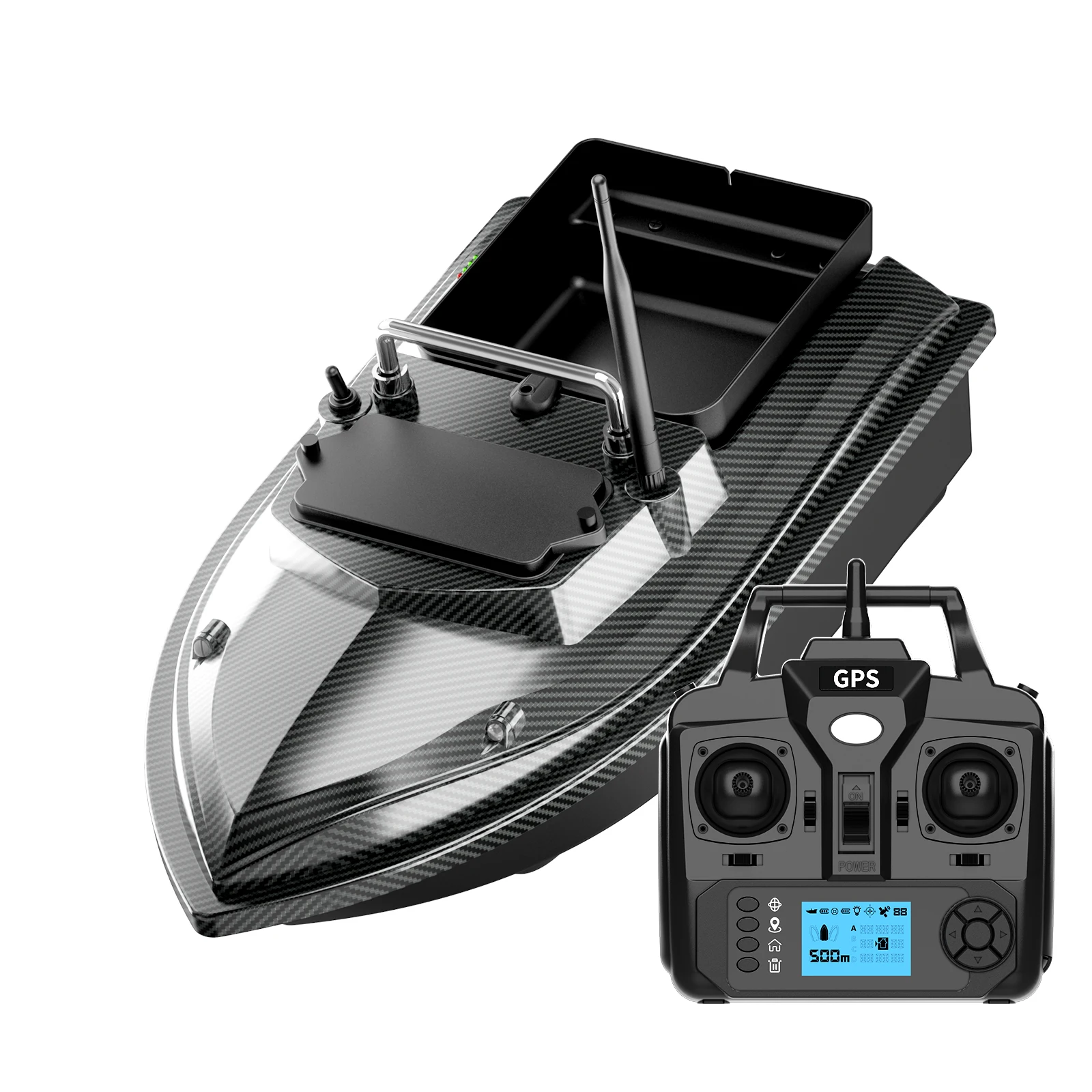 

Flytec New V060 RC Carp Fishing Bait Boat 2 кг Загрузка 160 GPS Anchor Points Пульт дистанционного управления Углеродное волокно Цвет ловли карпа