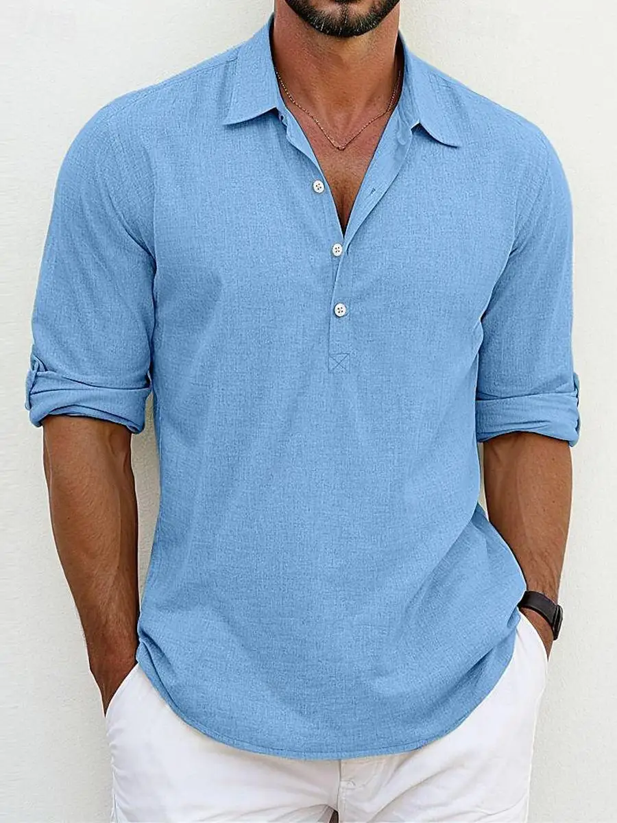 

Men's Long Sve Collared Cotton Linen European Size irt Young f Open Cardigan oulder Sve irt Autumn Loose Fit F...