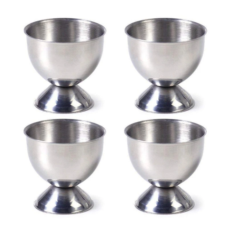 Y3NA 4Pcs Stainless Steel Egg Cups Egg Holders Egg Tray Kitchen Gadgets Tools for Hard Boiled Eggs, Silver