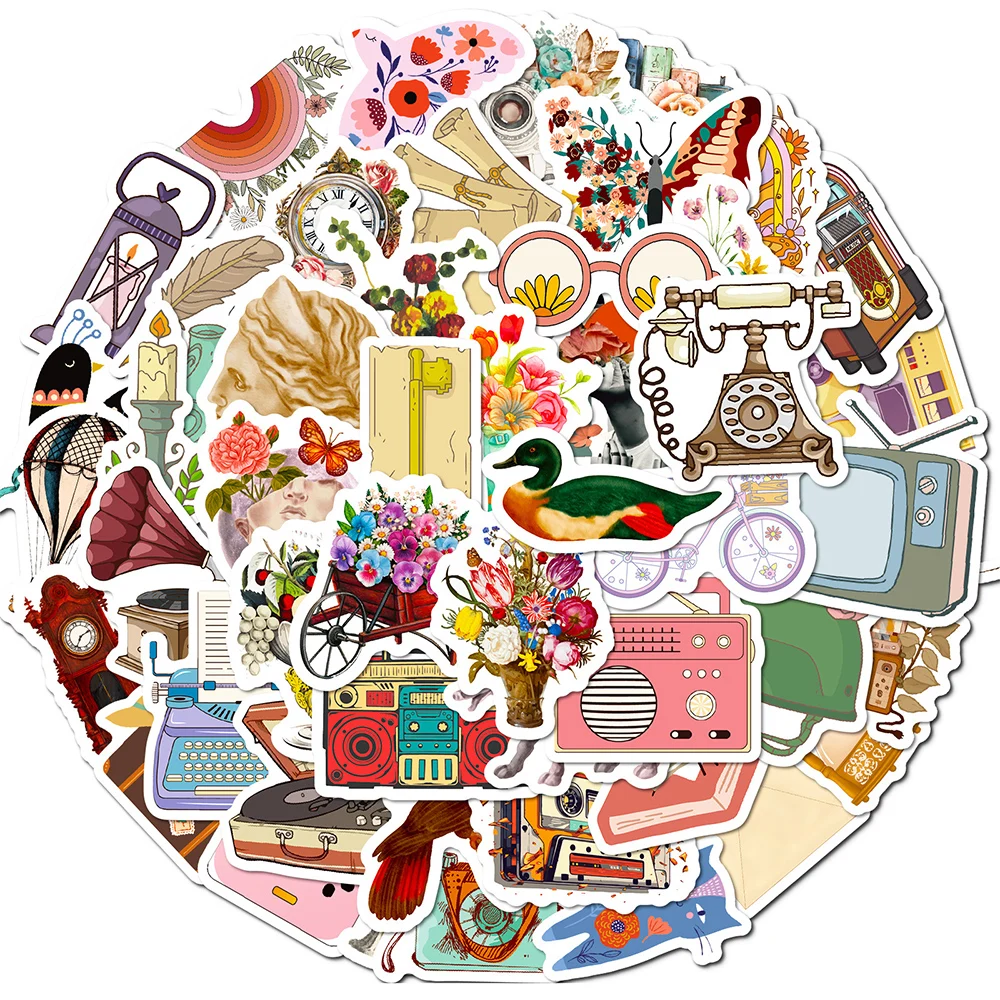 

10/30/50pcs Creative Vintage Cartoon Stickers Aesthetics Graffiti Decal Notebook Wall Phone Luggage Cute Toy Sticker for Kids