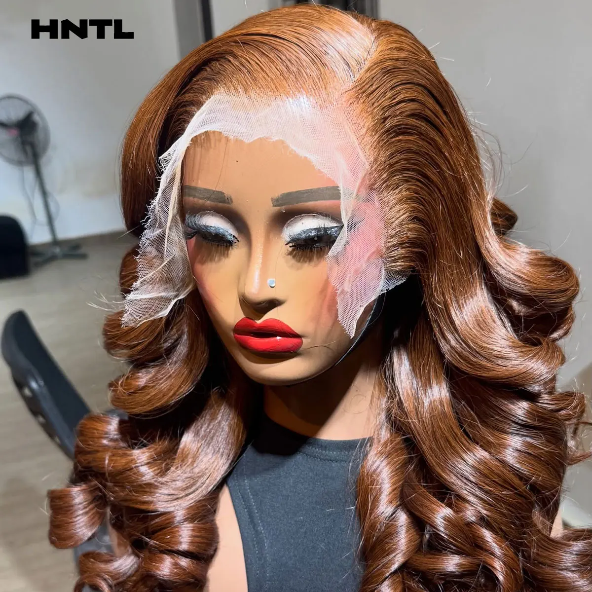 400 Density Glueless Wig Brown Color Bouncy Curly HD Lace Front Wig Human Hair 13x6 13x4 Loose Wave Drawstring Glue-Free Wigs