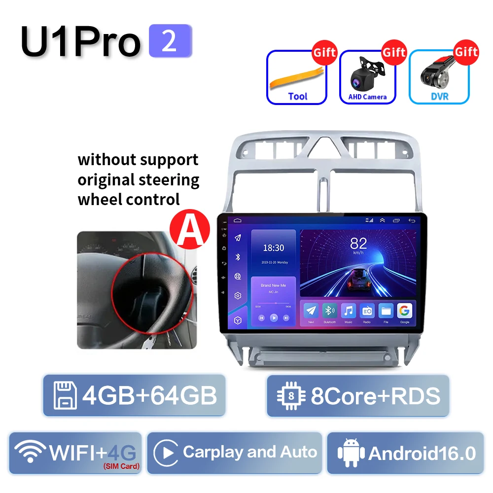 Carplay Voor Peugeot 307 SW 307CC 307SW 2002 2003 2004 2005 2006 2007-2013 Multimedia Autoradio Speler WIFI + 4G BT DSP