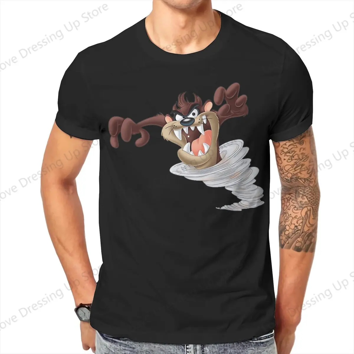 Taz Cartoon Anime 100%Pure Cotton Sport Men T-Shirt Tasmanian Devil Short sleeve Tshirts O-Neck Tee Funny Tops