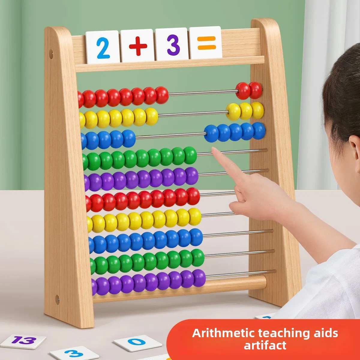 Juguete educativo clásico de madera para contar matemáticas, 10 filas, 100 cuentas con palos para contar números, tarjeta del alfabeto, aprendizaje de matemáticas preescolar