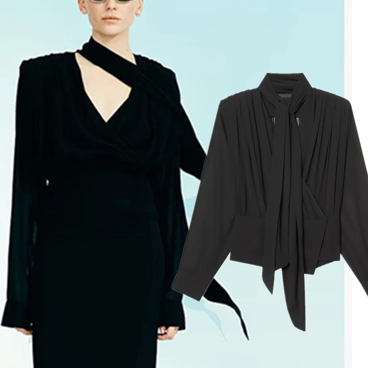 

Jenny&Dave Spring Blouse Women French Elegant Chiffon Shirt Vintage Bow Collar Pleated Blouses Minimalist Women's Clothes Shirts