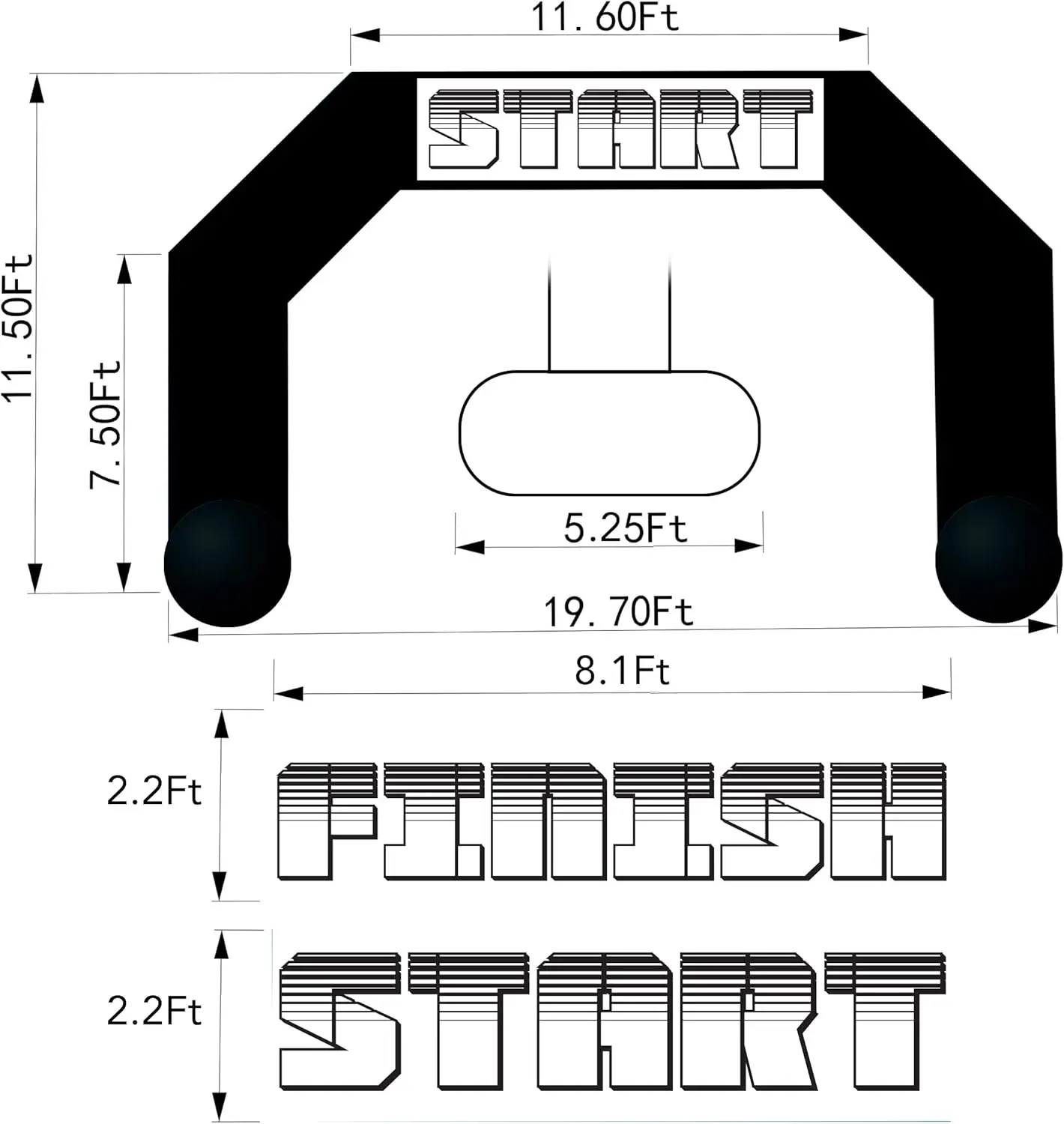 Inflatable Arch Inflatable Start Finish Line Archway with Blower for 5K Race, Fundraisers, Advertising Party, Commercial Events