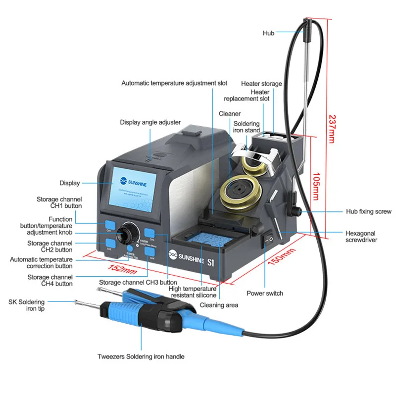 SUNSHINE S1 Multi-purpose Precision Tweezers Soldering Station for Mobile Phone Maintenance High Precision Desoldering Machine