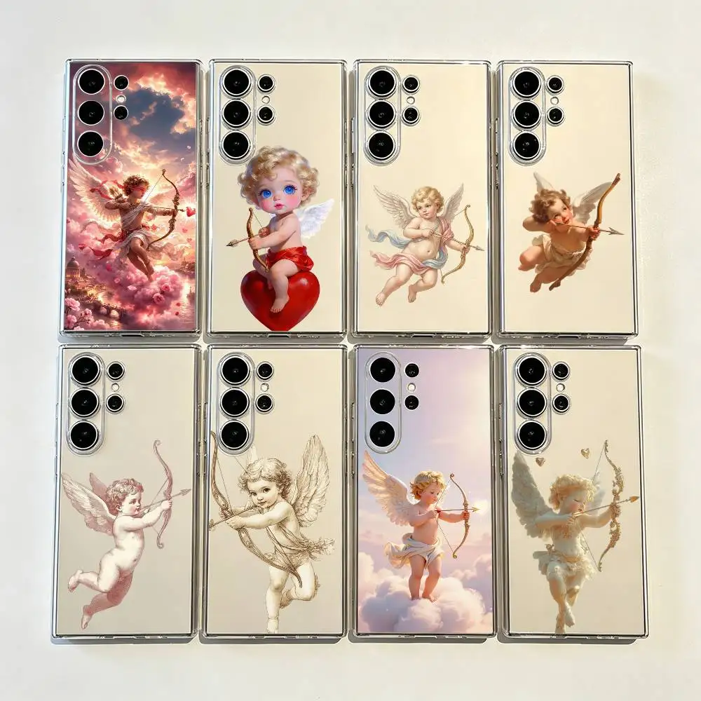 Cupid Simple Transparent Printed Phone Case for Samsung Galaxy  S26/S25/24/23/22/30/21/10/9,Ultra,Plus