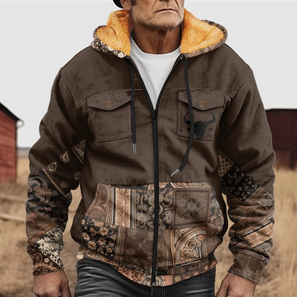 2024 Fashionable and warm men's parka for winter outdoor activities