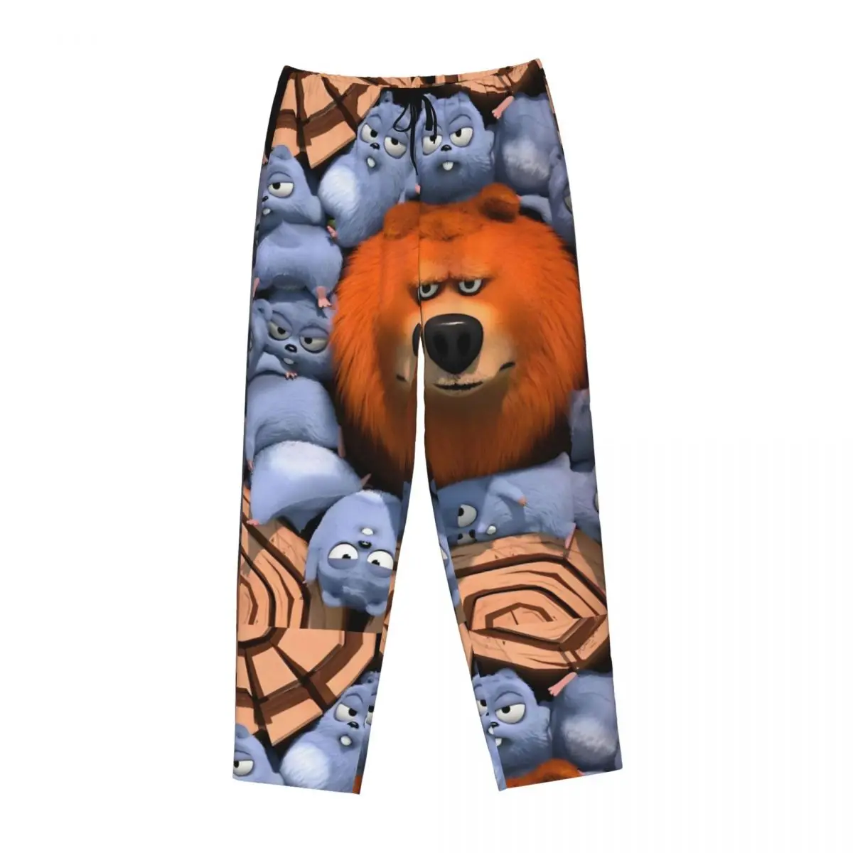 Custom Printed for Women Cute Grizzy And The Lemmings Cartoon Pajama Pants Sleepwear Sleep Lounge Bottoms with Pockets view 2