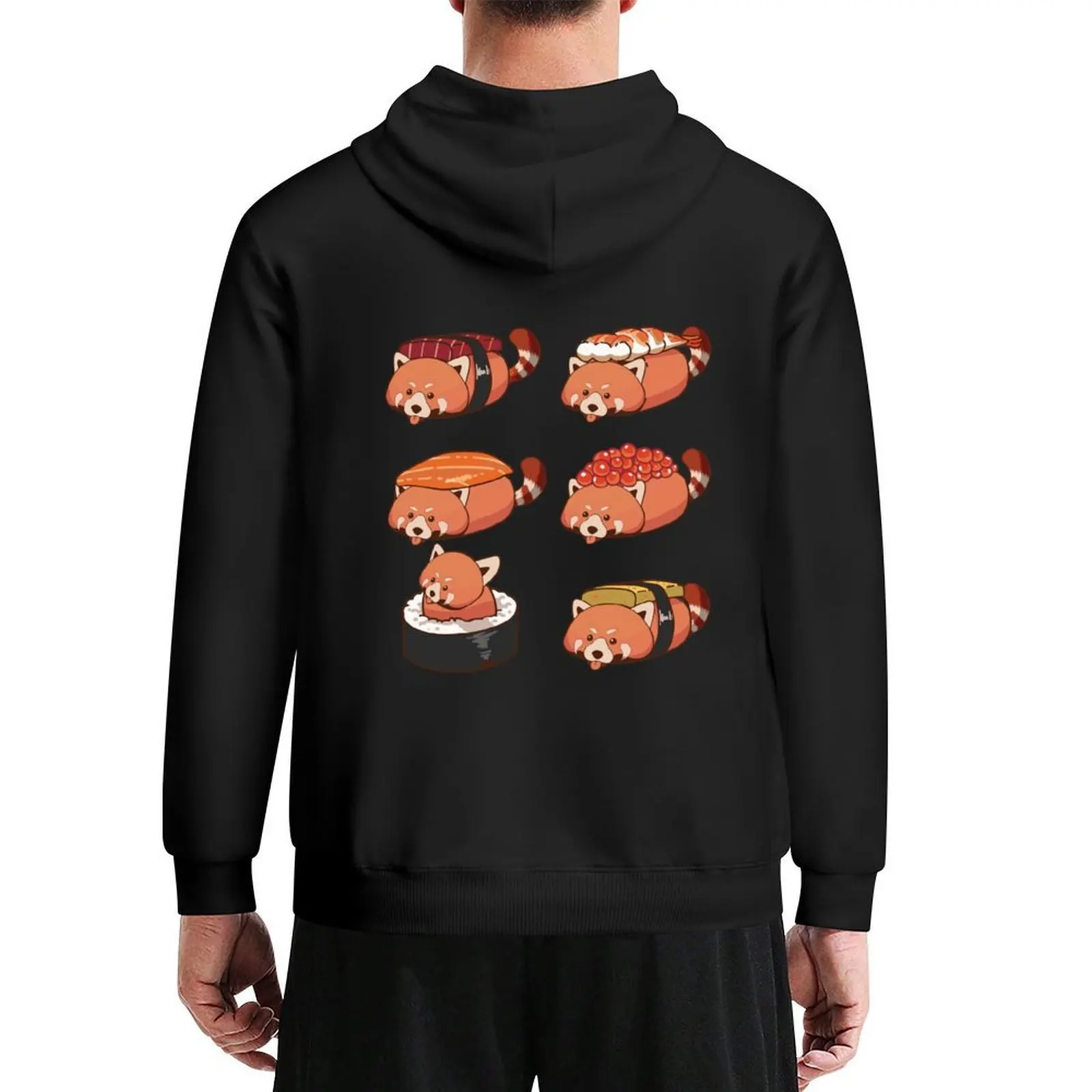

Cute Red Panda Sushi Rolls Cartoon Hoodie anime clothing fashion men autumn jacket men men hoodie