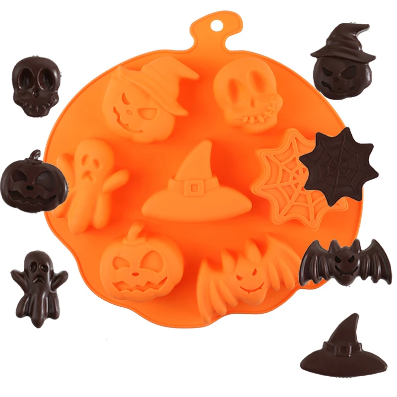 Halloween Chocolate Mold Halloween Pumpkin Skeleton Bat Ghost Design Silicone Cake Mould Kitchen Supplies Dessert Tools