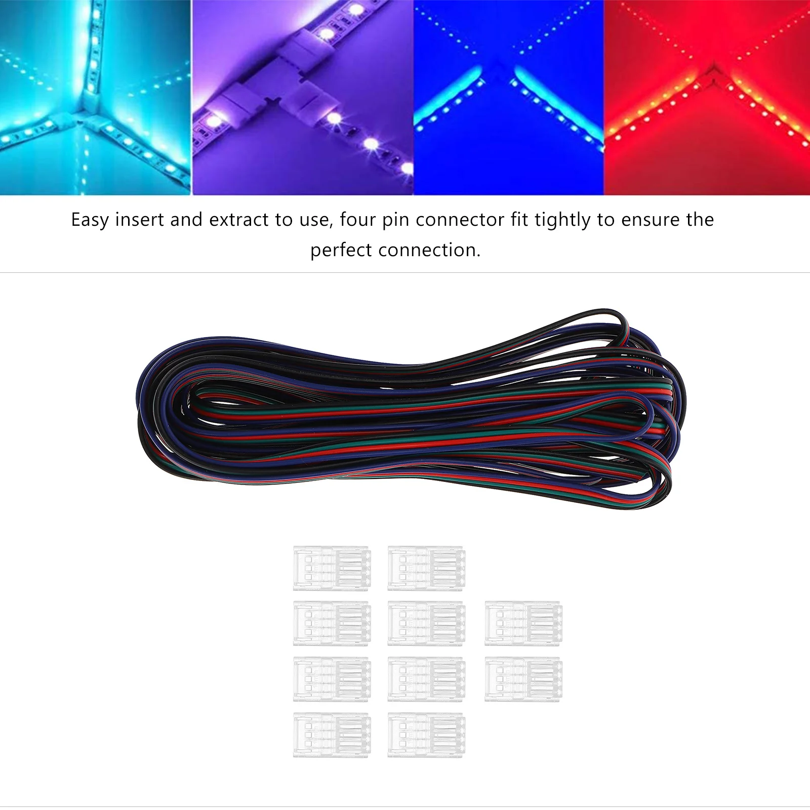 10 قطعة Rgb LED موصل الشريط 4 دبوس لحام طويل الأمد سهل الاتصال LED شرائط مصباح محول موصل Rgb