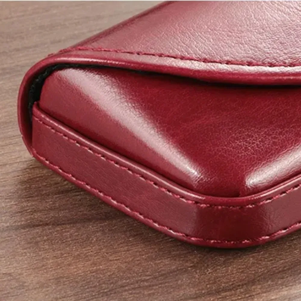 حافظة نظارات جلدية كلاسيكية محمولة مضادة للضغط ومضادة للسقوط صندوق نظارات خفيف الوزن حقيبة تخزين النظارات للجنسين