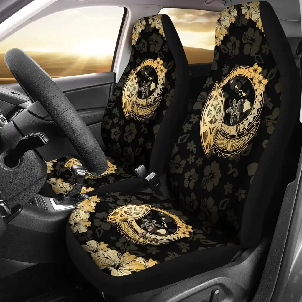 Hawaii Hibiscus Map Polynesian Seat Cover Car Seat Covers Set 2 Pc, Car Accessories Car Mats