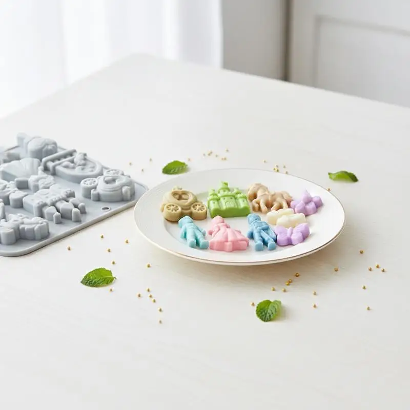 12 Cavity 3D Bow Castle Horse Silicone Fondant Mold for Prince Princess Cake Decorating Mould Birthday Party view 3