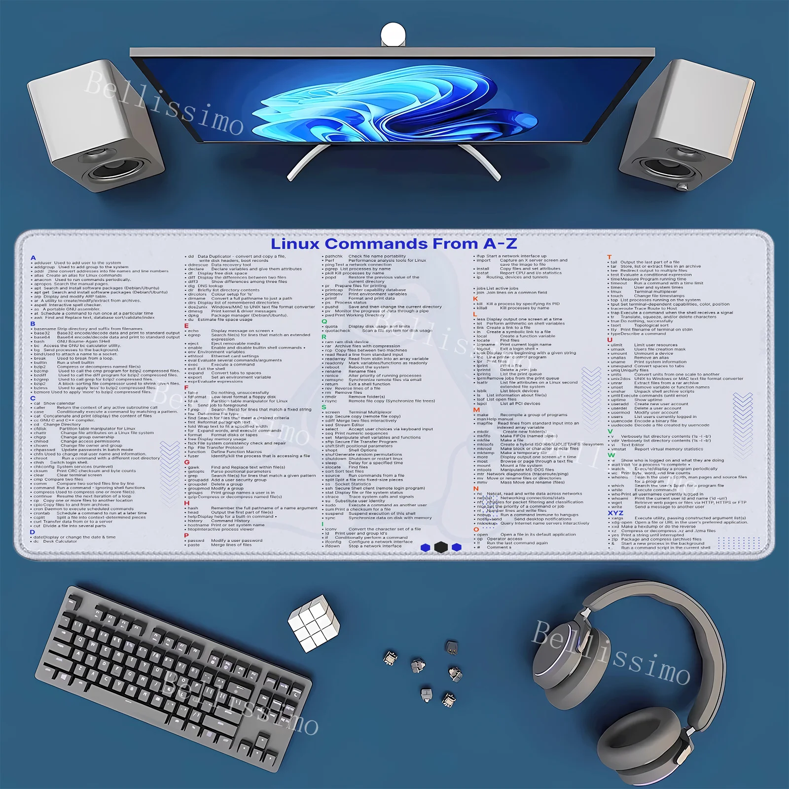 

Large Linux Commands Gaming Office Version Mouse Pad Shortcuts To Unix Programmer Pad Non-Slip XXL Gamer Desk Table Computer Mat