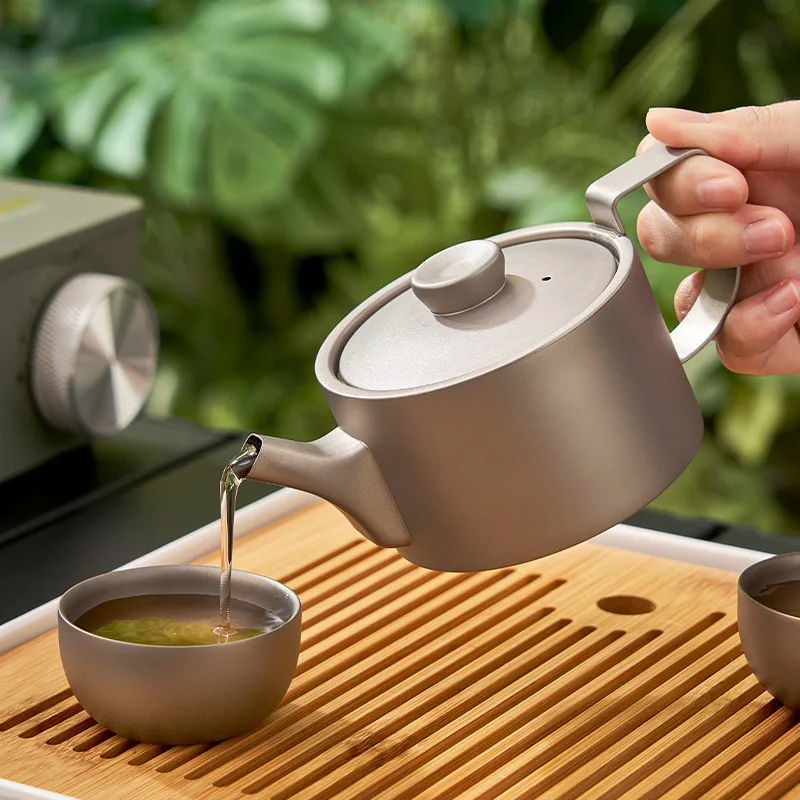 255ml Pure Titanium Tea Pot with Filter/Set For Car Use,Hiking,Travel,Camping,Outdoor Activities,Antibacterial,Lightweight,Gift