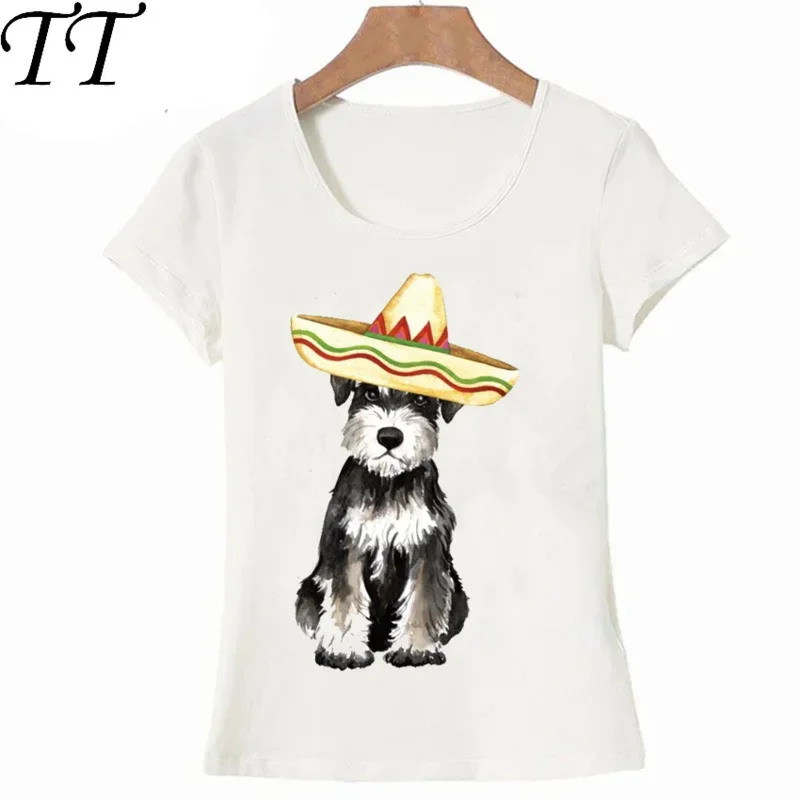 Fiesta Miniature Schnauzer Print T-Shirt Fashion Women Short Sleeve Summer Cool Woman T-Shirt Casual Tops Cute Girl Tee