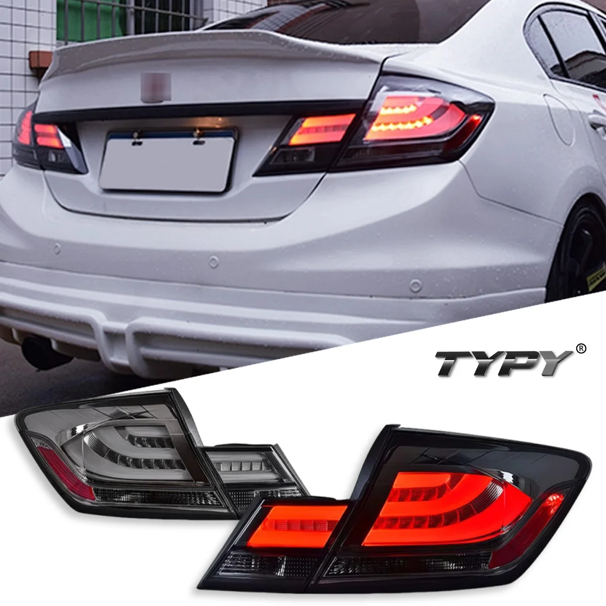 

TYPY Car For Honda Civic 9.5 Taillight 2014-2015 Upgrade Modified to New DRL Dynamic Turn Signal LED Taillight Auto Accessories