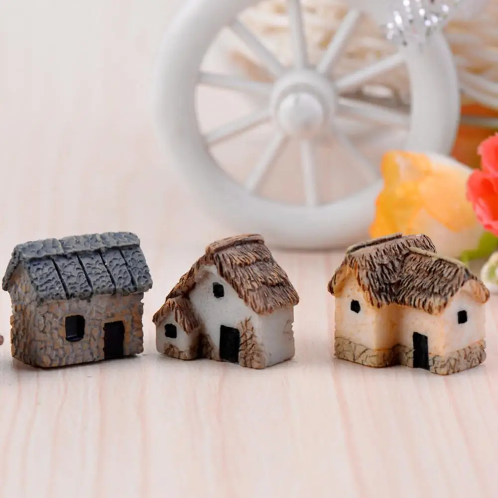 1/4Pcs Micro Landscape Miniature Village Stone House DIY Garden Ornament Decor